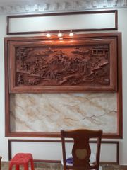 Tranh Gỗ Đồng Quê Kích Thước 197*97*7 Cm Gỗ Hương Đá- Khung Trơn