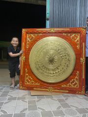 Tranh Trống Đồng - Kích Thước 140*140 Cm Gỗ Hương đỏ + Mặt Trống Gò