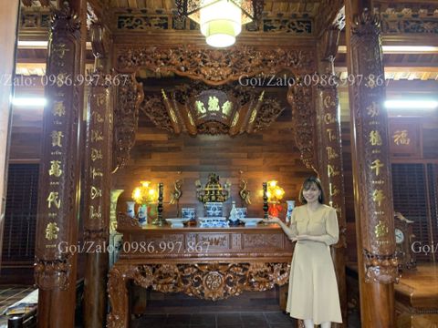Cửa Võng Đục Mai Điểu Gỗ Gụ - Mẫu 1