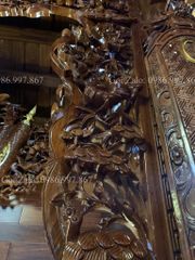 Cửa Võng Đục Mai Điểu Gỗ Gụ - Mẫu 1