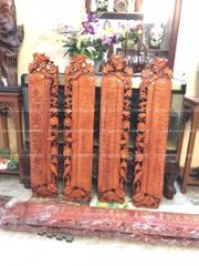 Cuốn Thư Câu Đối Gỗ Hương Đỏ Đục Rồng Kích Thước Cuốn Thư 137*69*4 - Câu Đối 177*26*4