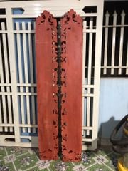 Cuốn Thư Câu Đối Gỗ Hương Đỏ Đục Rồng Kích Thước Cuốn Thư 175*81*4 - Câu Đối 175*28*4 Dát Vàng Nhiều