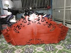 Cuốn Thư Câu Đối Gỗ Hương Đỏ Đục Rồng Kích Thước Cuốn Thư 197*87*4 - Câu Đối 197*28*4 Dát Vàng Nhiều