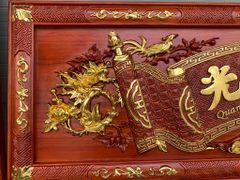 Bộ Hoành Phi Câu Đối Gỗ Liền Khối Kích Thước Hoành Phi 175*67*4 - Câu Đối 175*28*4 Gỗ Hương Đỏ