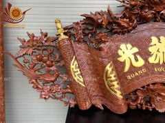 Cuốn Thư Câu Đối Gỗ Gụ Song Long Kích Thước Cuốn Thư 197*87*4 - Câu Đối 197*28*4