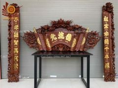 Cuốn Thư Câu Đối Gỗ Gụ Song Long Kích Thước Cuốn Thư 197*87*4 - Câu Đối 197*28*4