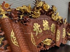 Cuốn Thư Câu Đối Gỗ Gụ Song Long Dát Vàng Theo Yêu Cầu Kích Thước Cuốn Thư 197*87*4 - Câu Đối 197*28*4