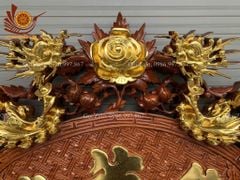 Cuốn Thư Câu Đối Gỗ Gụ Song Long Dát Vàng Theo Yêu Cầu Kích Thước Cuốn Thư 197*87*4 - Câu Đối 197*28*4