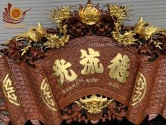 Cuốn Thư Câu Đối Gỗ Gụ Song Long Dát Vàng Theo Yêu Cầu Kích Thước Cuốn Thư 197*87*4 - Câu Đối 197*28*4