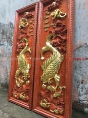 Tranh Gỗ Lý Ngư Vọng Nguyệt Kích Thước 127*42*6 Cm Gỗ Hương Đá