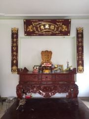 Bộ Hoành Phi Câu Đối Gỗ Liền Khối Kích Thước Hoành Phi 175*67*4 - Câu Đối 175*28*4 Gỗ Hương Đỏ