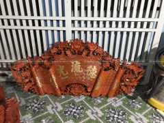 Cuốn Thư Câu Đối Gỗ Hương Đỏ Đục Rồng Kích Thước Cuốn Thư 175*81*4 - Câu Đối 175*28*4