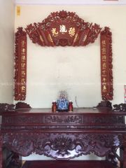 Cuốn Thư Câu Đối Gỗ Hương Đỏ Đục Rồng Kích Thước Cuốn Thư 175*81*4 - Câu Đối 175*28*4