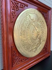 Tranh Trống Đồng Mặt Trống Dát Vàng - Mặt Gò Kích Thước 80*80 Cm Khung Vuông