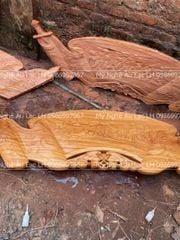 Cuốn Thư Câu Đối Đúc Lưu Quang Dát Vàng Kích Thước Cuốn Thư 175*50*4 - Câu Đối 175*28*4 Gỗ hương đá