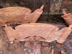 Cuốn Thư Câu Đối Đúc Lưu Quang Dát Vàng Kích Thước Cuốn Thư 175*50*4 - Câu Đối 175*28*4 Gỗ hương đá