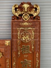 Bộ Hoành Phi Câu Đối Gỗ Liền Khối - Mẫu Sen Kích Thước Hoành Phi 175*67*4 - Câu Đối 175*28*4 Gỗ Hương Đỏ