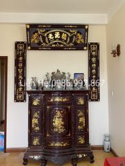 Hoành Phi Câu Đối Gỗ Quang Lưu Đức Dát Vàng Giả Cổ Kích Thước Hoành Phi 175*67*4 - Câu Đối 175*28*4 Gỗ Hương Đỏ