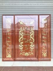 Cửu Huyền Thất Tổ Gỗ Kích Thước 115*111 Cm Gỗ Hương Đỏ Khung Kính