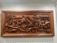 Tranh Gỗ Đồng Quê Kích Thước 197*97*7 Cm Gỗ Hương Đá- Khung Trơn