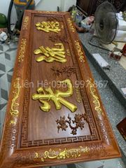 Hoành Phi Câu Đối Gỗ Hương Đá Kích Thước 127*61 - Câu đối kích thước 127*25