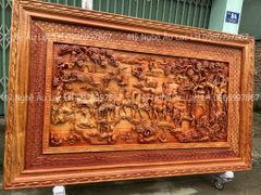 Tranh Vinh quy KT ngang 206cm, cao 127cm, khung dày 7cm, ván 6cm