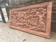 Tranh Gỗ Vinh Quy Bái Tổ Kênh Bong Kích Thước ngang 182, cao 81cm hương đá dày 6cm