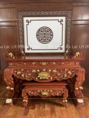 Bàn Thờ Đứng Gỗ Gõ đỏ- Đục sen  Kích Thước N217*S107*C117