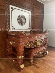 Bàn Thờ Đứng Gỗ Gõ đỏ- Đục sen  Kích Thước N217*S107*C117