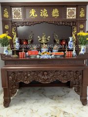 Bàn Thờ Đứng Gỗ Gụ Kích Thước N197*S97*C117- Đục Sen