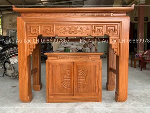 Bàn Thờ Chung Cư- Gỗ Gõ Đỏ Kích Thước N107*S61*C127
