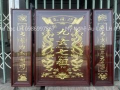 Cửu Huyền Thất Tổ Gỗ Kích Thước 150*120 Cm Gỗ Hương Đỏ Khung Kính - Màu Giả Cổ