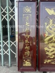 Cửu Huyền Thất Tổ Gỗ Kích Thước 150*120 Cm Gỗ Hương Đỏ Khung Kính - Màu Giả Cổ