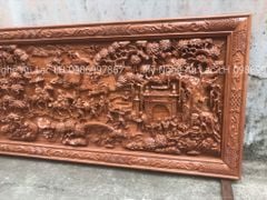 Tranh Gỗ Vinh Quy Bái Tổ Kênh Bong Kích Thước ngang 182, cao 81cm hương đá dày 6cm