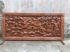 Tranh Gỗ Vinh Quy Bái Tổ Kênh Bong Kích Thước ngang 182, cao 81cm hương đá dày 6cm