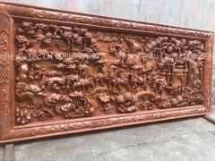 Tranh Gỗ Vinh Quy Bái Tổ Kênh Bong Kích Thước ngang 182, cao 81cm hương đá dày 6cm