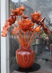 Bình Hoa Sen Gỗ Hương Đỏ Cao Cấp Kích Thước Ngang 45 Cao 68 Sâu 35 Cm
