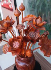 Bình Hoa Sen Gỗ Hương Đỏ Cao Cấp Kích Thước Ngang 45 Cao 68 Sâu 35 Cm