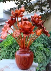 Bình Hoa Sen Gỗ Hương Đỏ Cao Cấp Kích Thước Ngang 45 Cao 68 Sâu 35 Cm