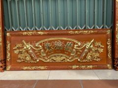 Hoành Phi Câu Đối Gỗ Nguyên Khối Dát Vàng Kích Thước Hoành Phi 127*48*5 - Câu Đối 127*25*4 Gỗ Hương Đỏ