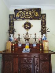 Hoành Phi Câu Đối Gỗ Quang Lưu Đức Dát Vàng Giả Cổ Kích Thước Hoành Phi 175*67*4 - Câu Đối 175*28*4 Gỗ Hương Đỏ