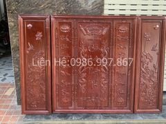Cửu Huyền Thất Tổ Gỗ Kích Thước 184*128 Cm Gỗ Gõ Đỏ Màu Giả Cổ