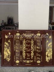 Cửu Huyền Thất Tổ Gỗ Kích Thước 184*128 Cm Gỗ Gõ Đỏ Màu Giả Cổ