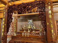 Cửa Võng Đục Mai Điểu Gỗ Hương Đá - Mẫu 2