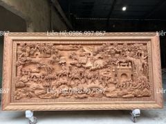Tranh Gỗ Vinh Quy Bái Tổ Kênh Bong Kích Thước 217*107*9 Cm Gỗ Hương Đá