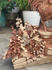 Tượng Linh Vật - Gia đình gà gỗ hương liền khối