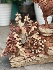 Tượng Linh Vật - Gia đình gà gỗ hương liền khối