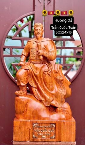 Tượng Danh Nhân - Tượng Gỗ Trần Quốc Tuấn Kích Thước 50-24-15