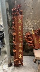 Cuốn Thư Câu Đối Gỗ Gụ Song Long Kích Thước Cuốn Thư 140*61*4 - Câu Đối 155*28*4 - Chữ Theo Yêu Cầu