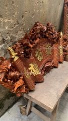 Cuốn Thư Câu Đối Gỗ Gụ Song Long Kích Thước Cuốn Thư 140*61*4 - Câu Đối 155*28*4 - Chữ Theo Yêu Cầu